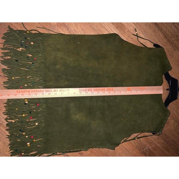 Vintage/ Retro / Groovy Handmade Leather Vest With Fringe , Concho’s & Beads - Picture 15 of 16